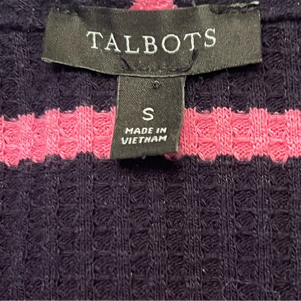 Talbots Raglan Waffle Knit Cowl Neck Long Sleeve Stripe Sweater Top Tee Sz Small - Picture 9 of 10